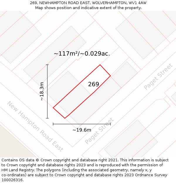 269, NEWHAMPTON ROAD EAST, WOLVERHAMPTON, WV1 4AW: Plot and title map