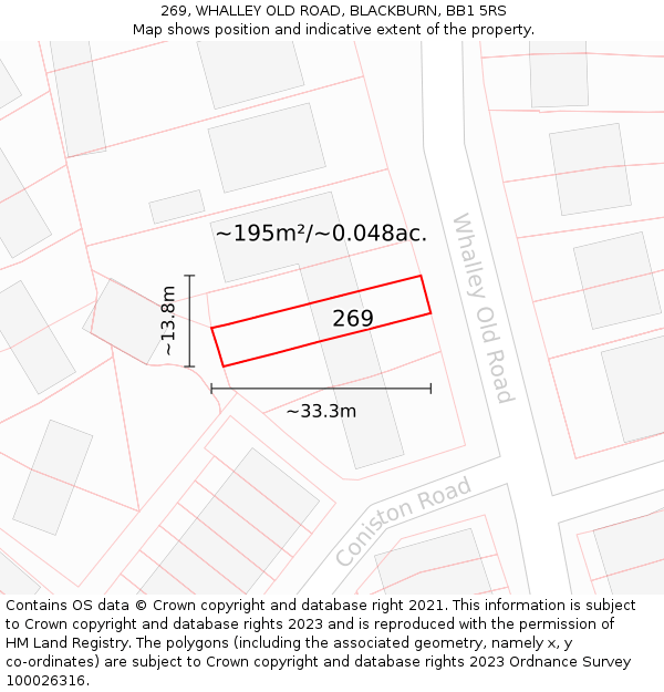 269, WHALLEY OLD ROAD, BLACKBURN, BB1 5RS: Plot and title map