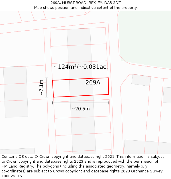 269A, HURST ROAD, BEXLEY, DA5 3DZ: Plot and title map