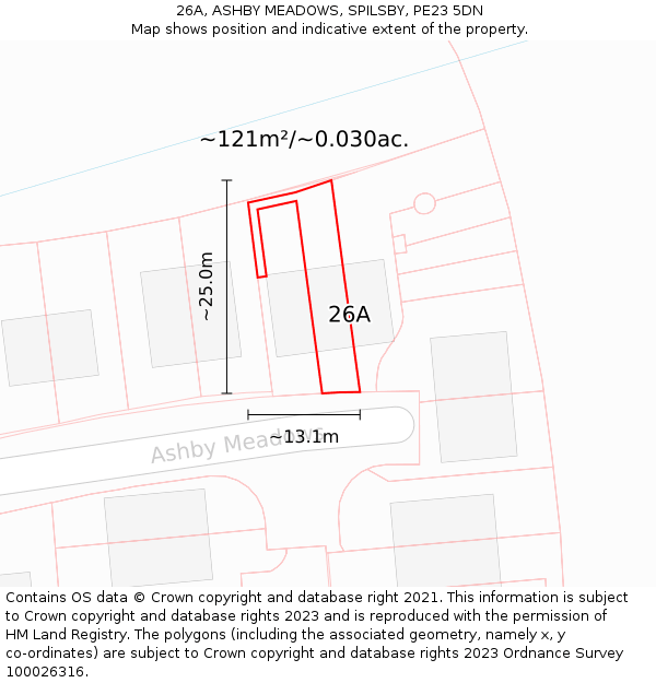 26A, ASHBY MEADOWS, SPILSBY, PE23 5DN: Plot and title map