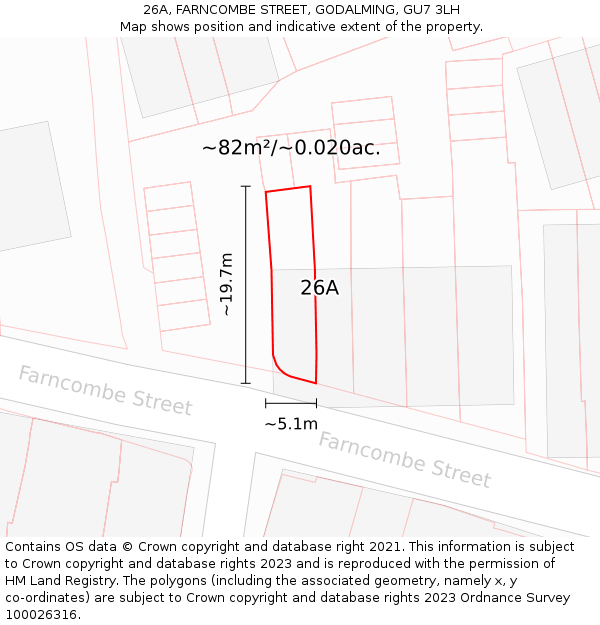 26A, FARNCOMBE STREET, GODALMING, GU7 3LH: Plot and title map
