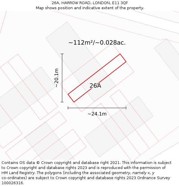 26A, HARROW ROAD, LONDON, E11 3QF: Plot and title map