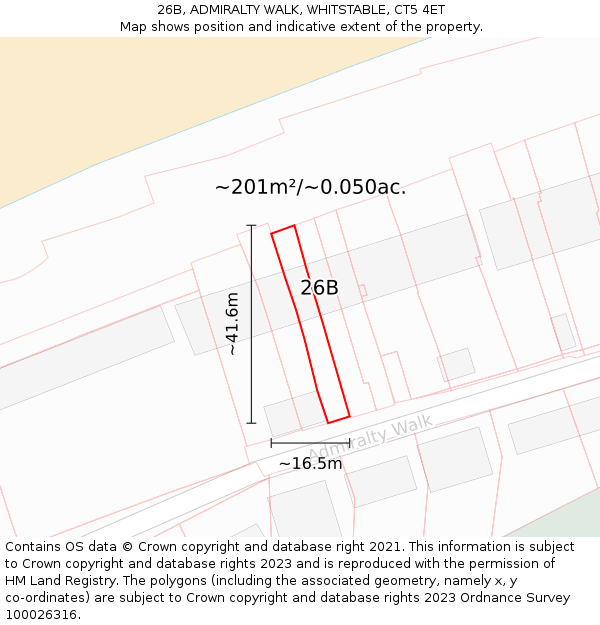 26B, ADMIRALTY WALK, WHITSTABLE, CT5 4ET: Plot and title map