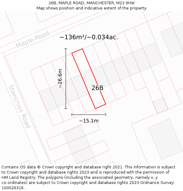 26B, MAPLE ROAD, MANCHESTER, M23 9HW: Plot and title map