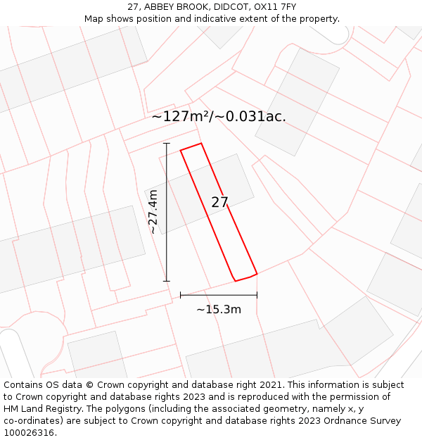 27, ABBEY BROOK, DIDCOT, OX11 7FY: Plot and title map