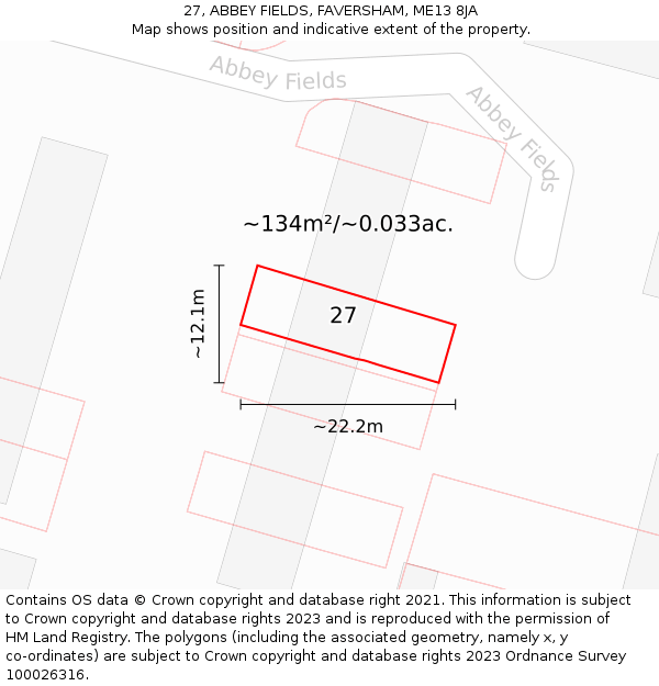 27, ABBEY FIELDS, FAVERSHAM, ME13 8JA: Plot and title map