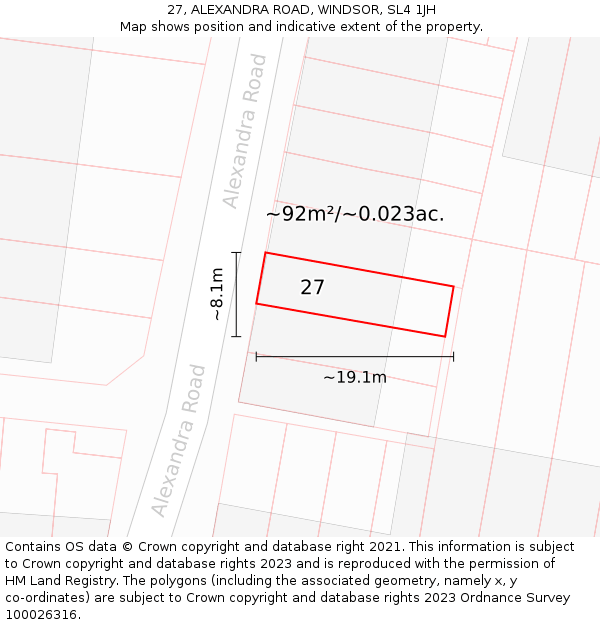 27, ALEXANDRA ROAD, WINDSOR, SL4 1JH: Plot and title map