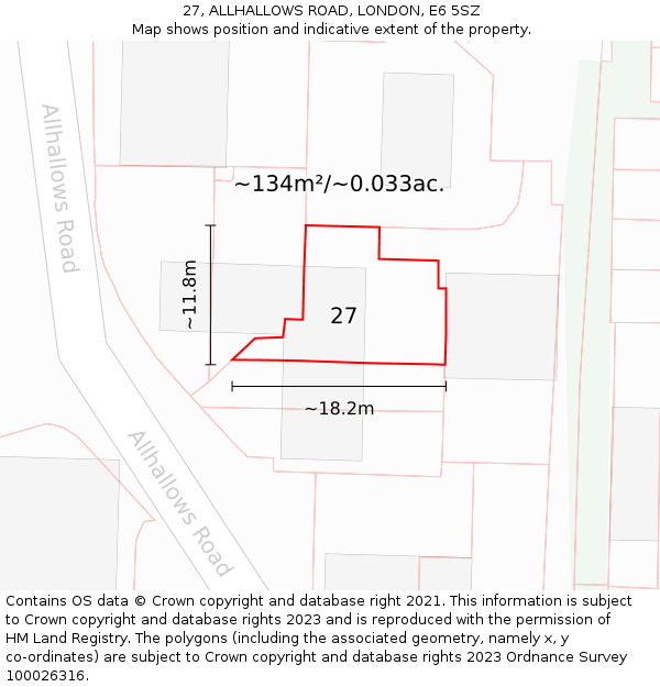 27, ALLHALLOWS ROAD, LONDON, E6 5SZ: Plot and title map