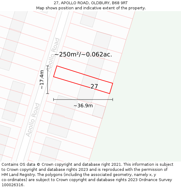27, APOLLO ROAD, OLDBURY, B68 9RT: Plot and title map