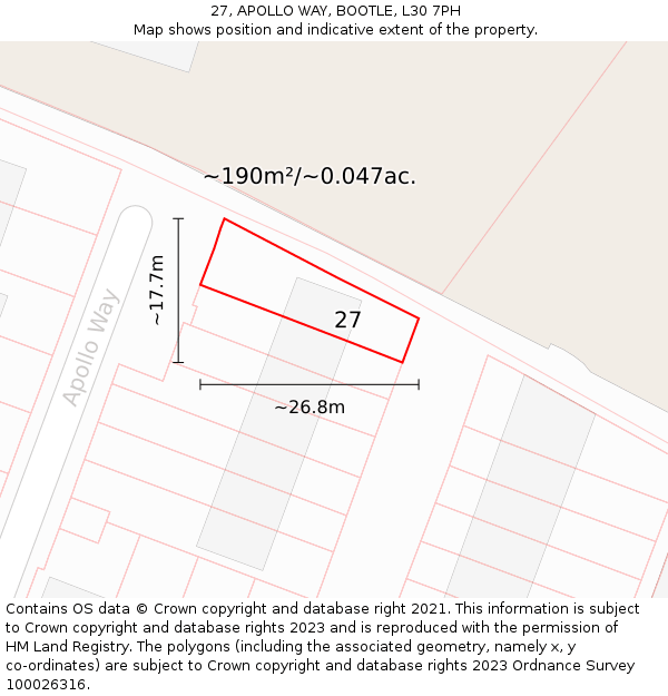 27, APOLLO WAY, BOOTLE, L30 7PH: Plot and title map