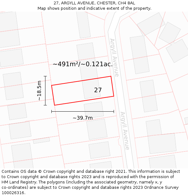 27, ARGYLL AVENUE, CHESTER, CH4 8AL: Plot and title map