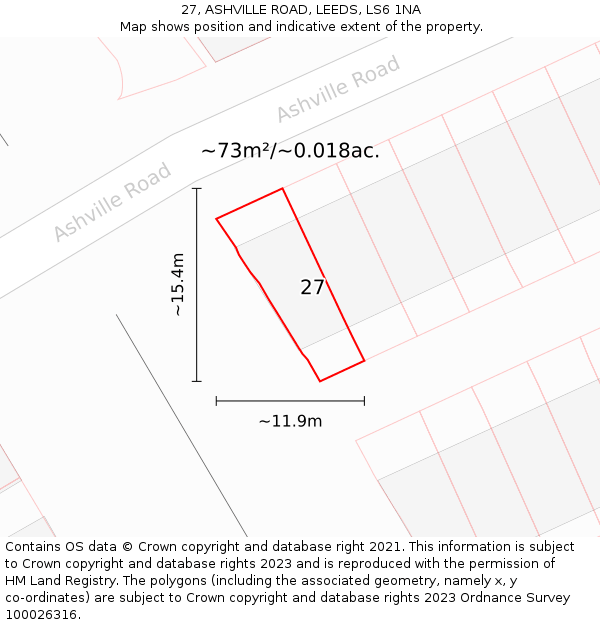 27, ASHVILLE ROAD, LEEDS, LS6 1NA: Plot and title map