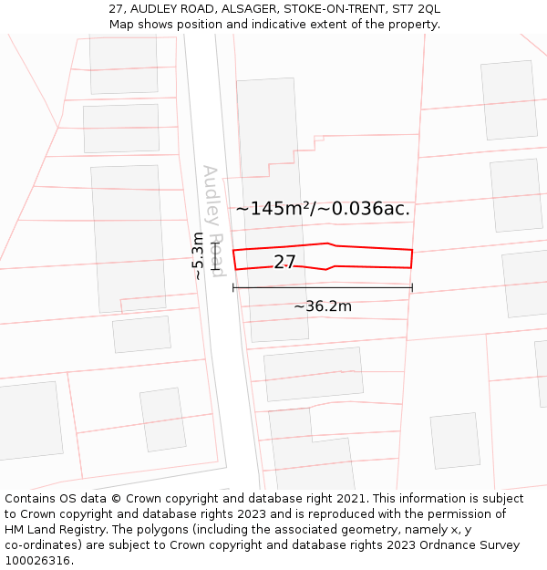 27, AUDLEY ROAD, ALSAGER, STOKE-ON-TRENT, ST7 2QL: Plot and title map