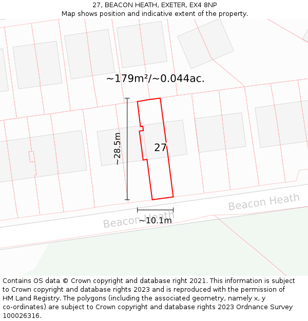 27, BEACON HEATH, EXETER, EX4 8NP: Plot and title map