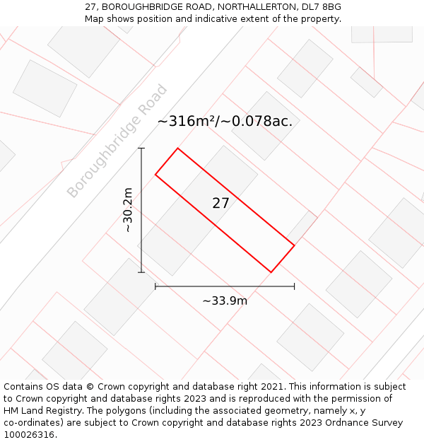 27, BOROUGHBRIDGE ROAD, NORTHALLERTON, DL7 8BG: Plot and title map