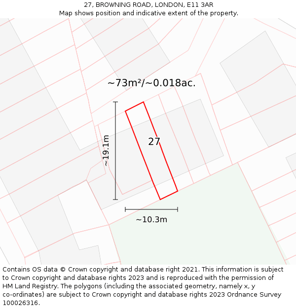 27, BROWNING ROAD, LONDON, E11 3AR: Plot and title map