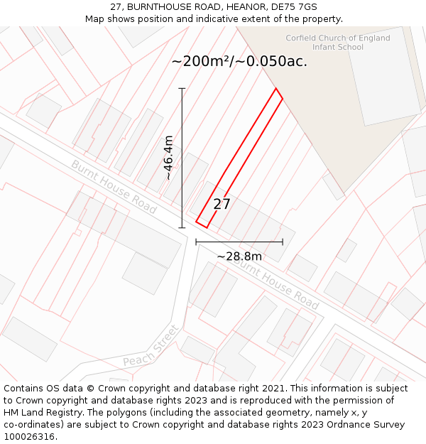 27, BURNTHOUSE ROAD, HEANOR, DE75 7GS: Plot and title map
