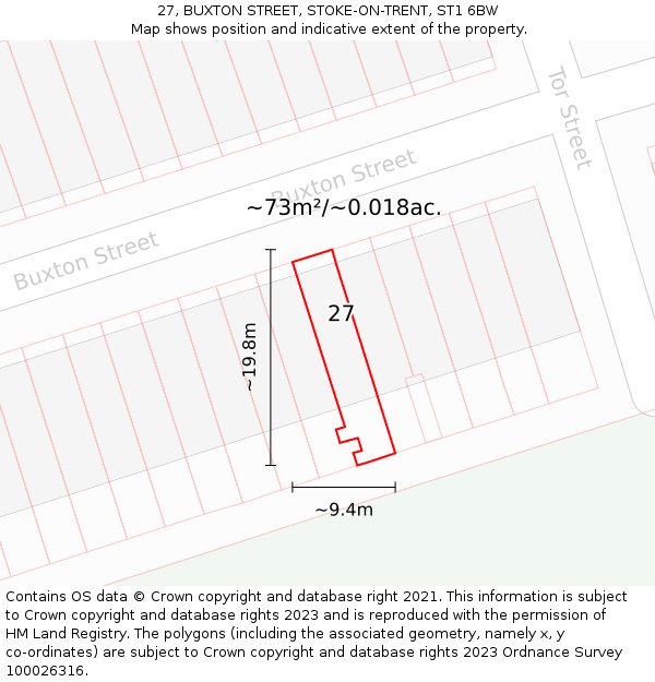 27, BUXTON STREET, STOKE-ON-TRENT, ST1 6BW: Plot and title map