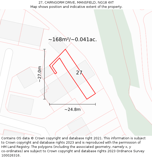 27, CAIRNGORM DRIVE, MANSFIELD, NG18 4XT: Plot and title map