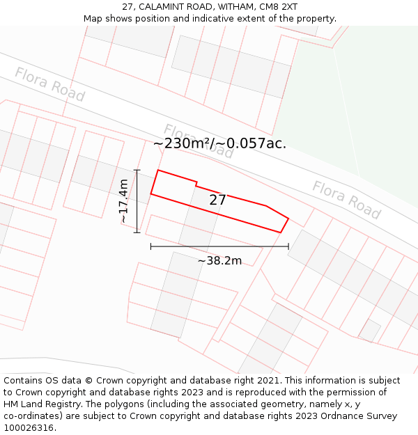 27, CALAMINT ROAD, WITHAM, CM8 2XT: Plot and title map
