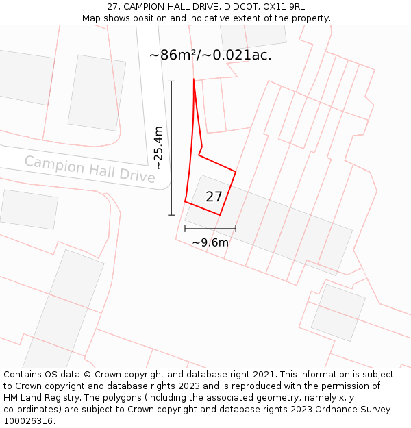 27, CAMPION HALL DRIVE, DIDCOT, OX11 9RL: Plot and title map