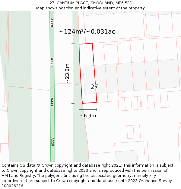 27, CANTIUM PLACE, SNODLAND, ME6 5FD: Plot and title map