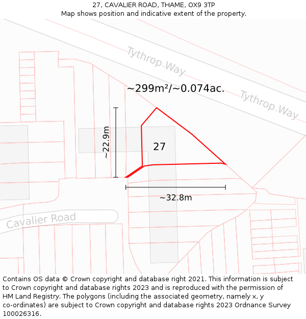27, CAVALIER ROAD, THAME, OX9 3TP: Plot and title map