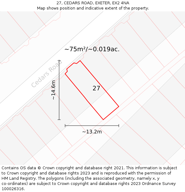 27, CEDARS ROAD, EXETER, EX2 4NA: Plot and title map