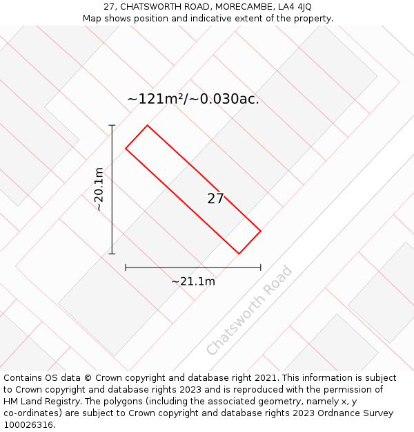 27, CHATSWORTH ROAD, MORECAMBE, LA4 4JQ: Plot and title map