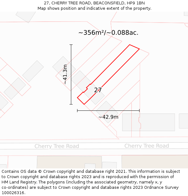 27, CHERRY TREE ROAD, BEACONSFIELD, HP9 1BN: Plot and title map