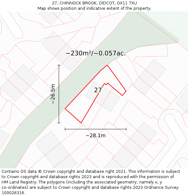 27, CHINNOCK BROOK, DIDCOT, OX11 7XU: Plot and title map