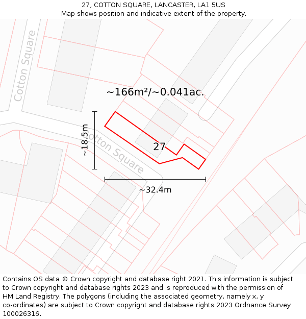 27, COTTON SQUARE, LANCASTER, LA1 5US: Plot and title map