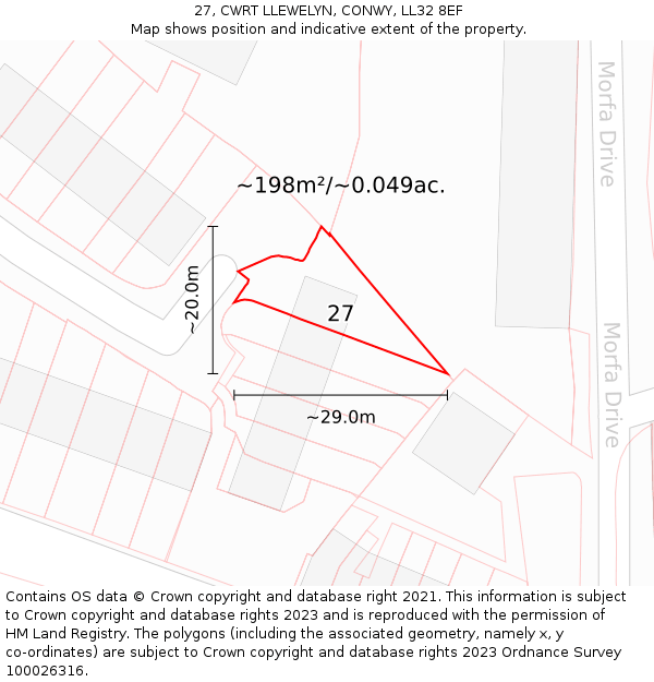 27, CWRT LLEWELYN, CONWY, LL32 8EF: Plot and title map