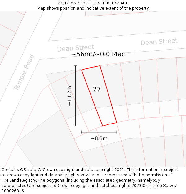 27, DEAN STREET, EXETER, EX2 4HH: Plot and title map