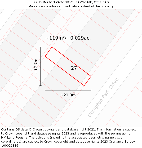 27, DUMPTON PARK DRIVE, RAMSGATE, CT11 8AD: Plot and title map
