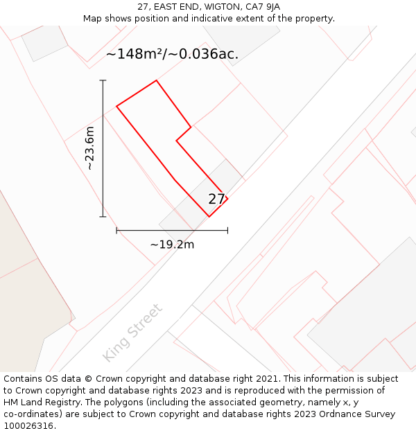 27, EAST END, WIGTON, CA7 9JA: Plot and title map