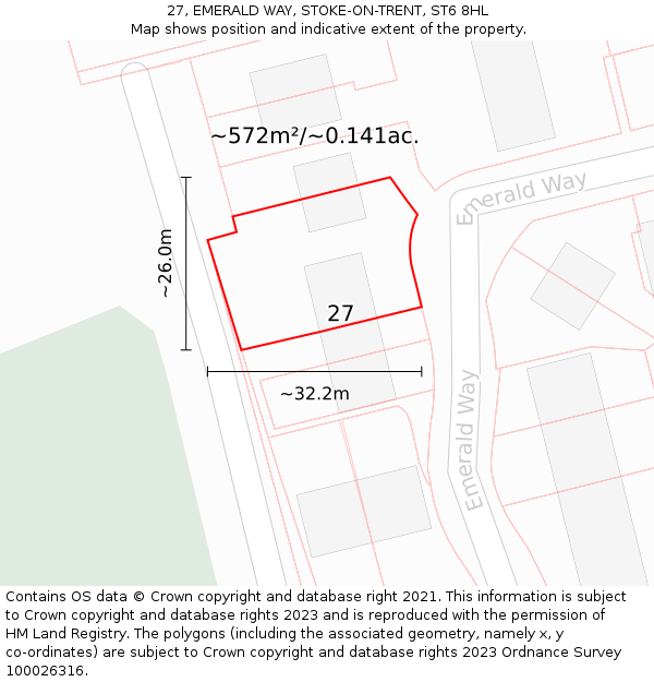 27, EMERALD WAY, STOKE-ON-TRENT, ST6 8HL: Plot and title map
