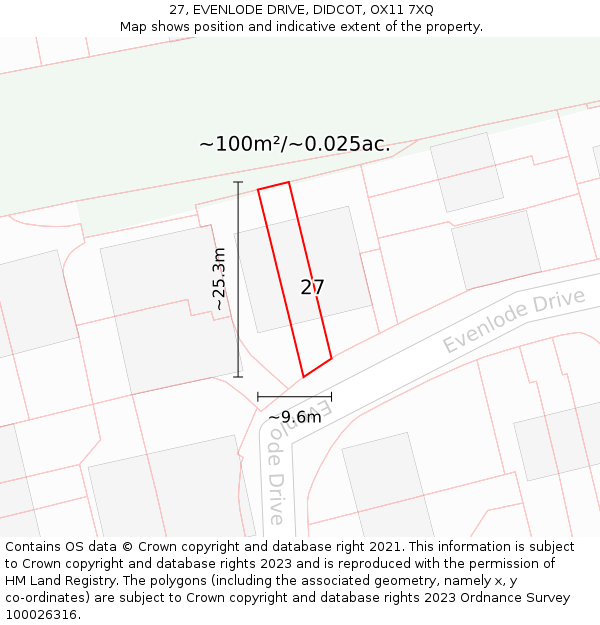 27, EVENLODE DRIVE, DIDCOT, OX11 7XQ: Plot and title map