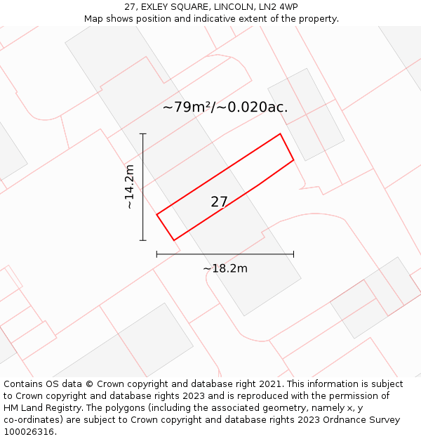 27, EXLEY SQUARE, LINCOLN, LN2 4WP: Plot and title map