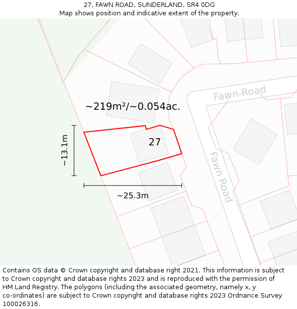27, FAWN ROAD, SUNDERLAND, SR4 0DG: Plot and title map