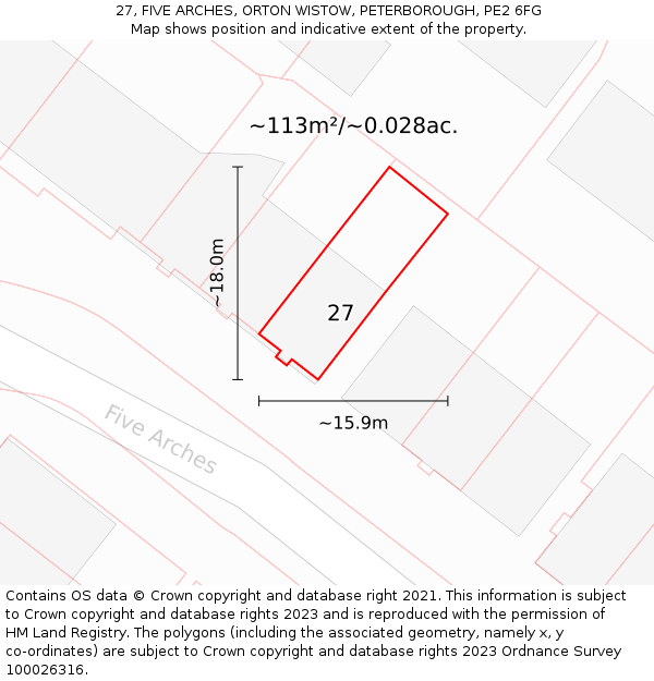 27, FIVE ARCHES, ORTON WISTOW, PETERBOROUGH, PE2 6FG: Plot and title map