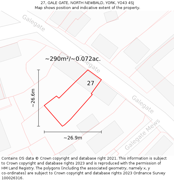 27, GALE GATE, NORTH NEWBALD, YORK, YO43 4SJ: Plot and title map