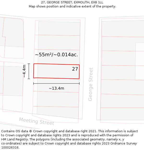 27, GEORGE STREET, EXMOUTH, EX8 1LL: Plot and title map