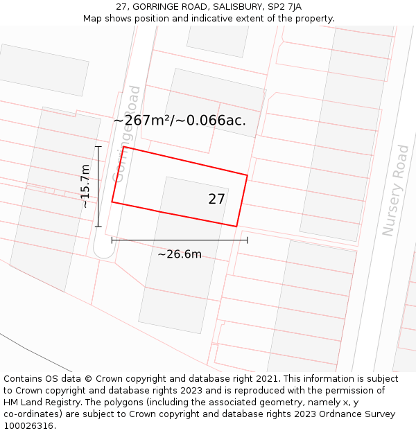 27, GORRINGE ROAD, SALISBURY, SP2 7JA: Plot and title map