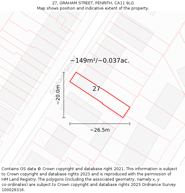 27, GRAHAM STREET, PENRITH, CA11 9LG: Plot and title map