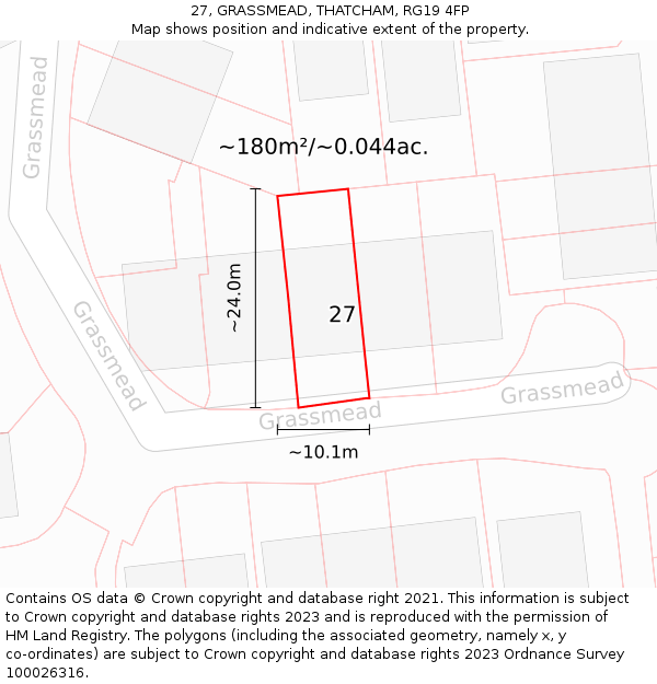 27, GRASSMEAD, THATCHAM, RG19 4FP: Plot and title map