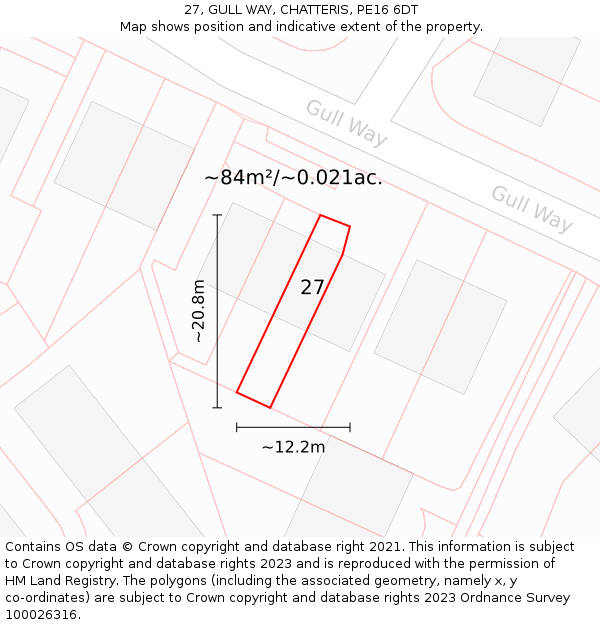 27, GULL WAY, CHATTERIS, PE16 6DT: Plot and title map