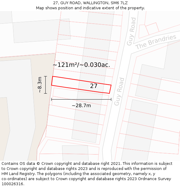 27, GUY ROAD, WALLINGTON, SM6 7LZ: Plot and title map