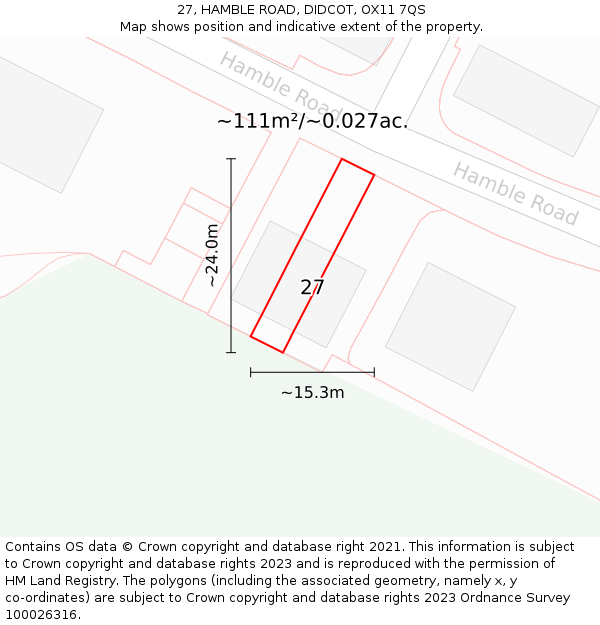 27, HAMBLE ROAD, DIDCOT, OX11 7QS: Plot and title map