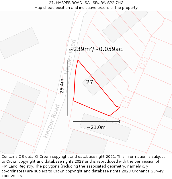 27, HARPER ROAD, SALISBURY, SP2 7HG: Plot and title map